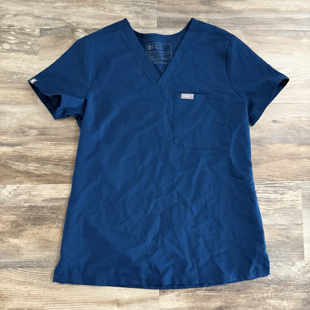 FIGS Catarina One Pocket Scrub Top – Women’s XXS Blue Technical Collection